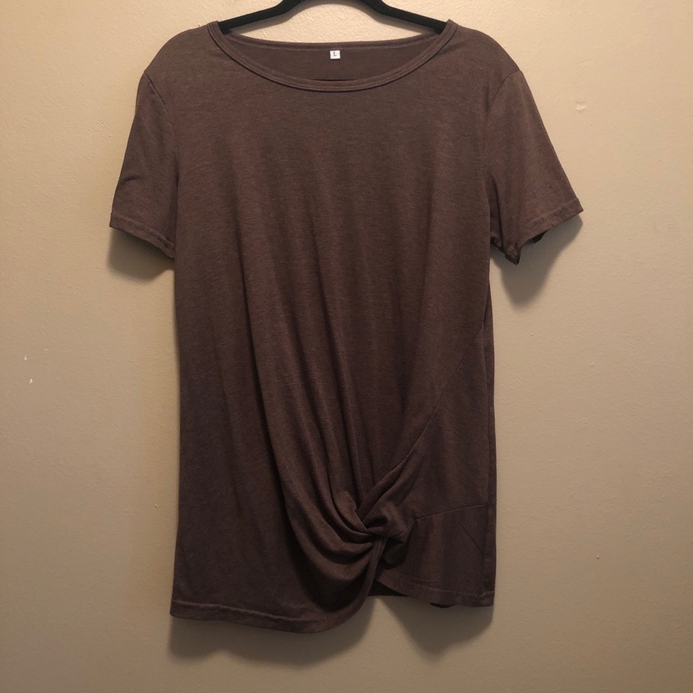 Brown knot tunic top